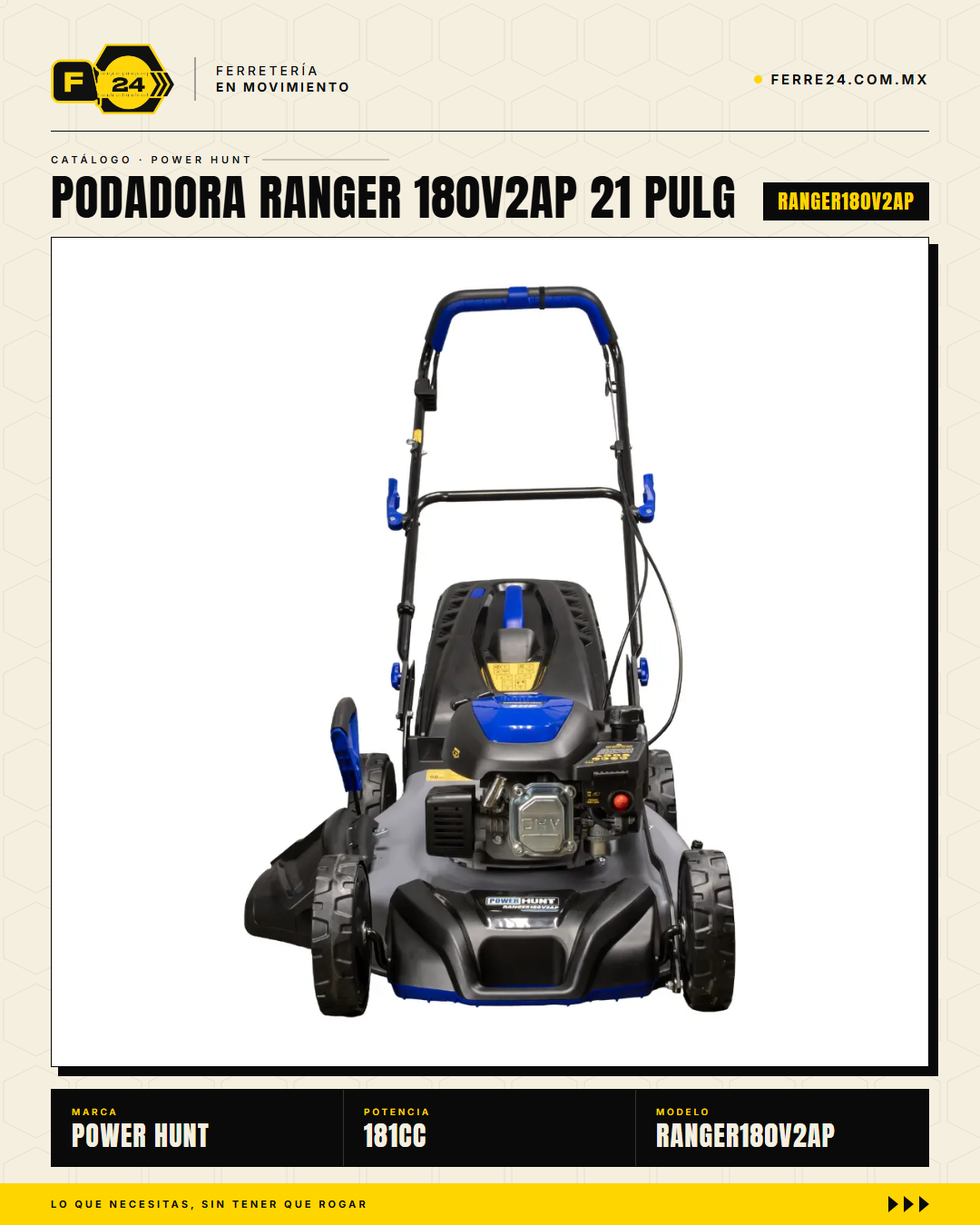 Podadora Autopropulsada 21" — 180 cc, Chasis de Acero y Triturado · sec_003