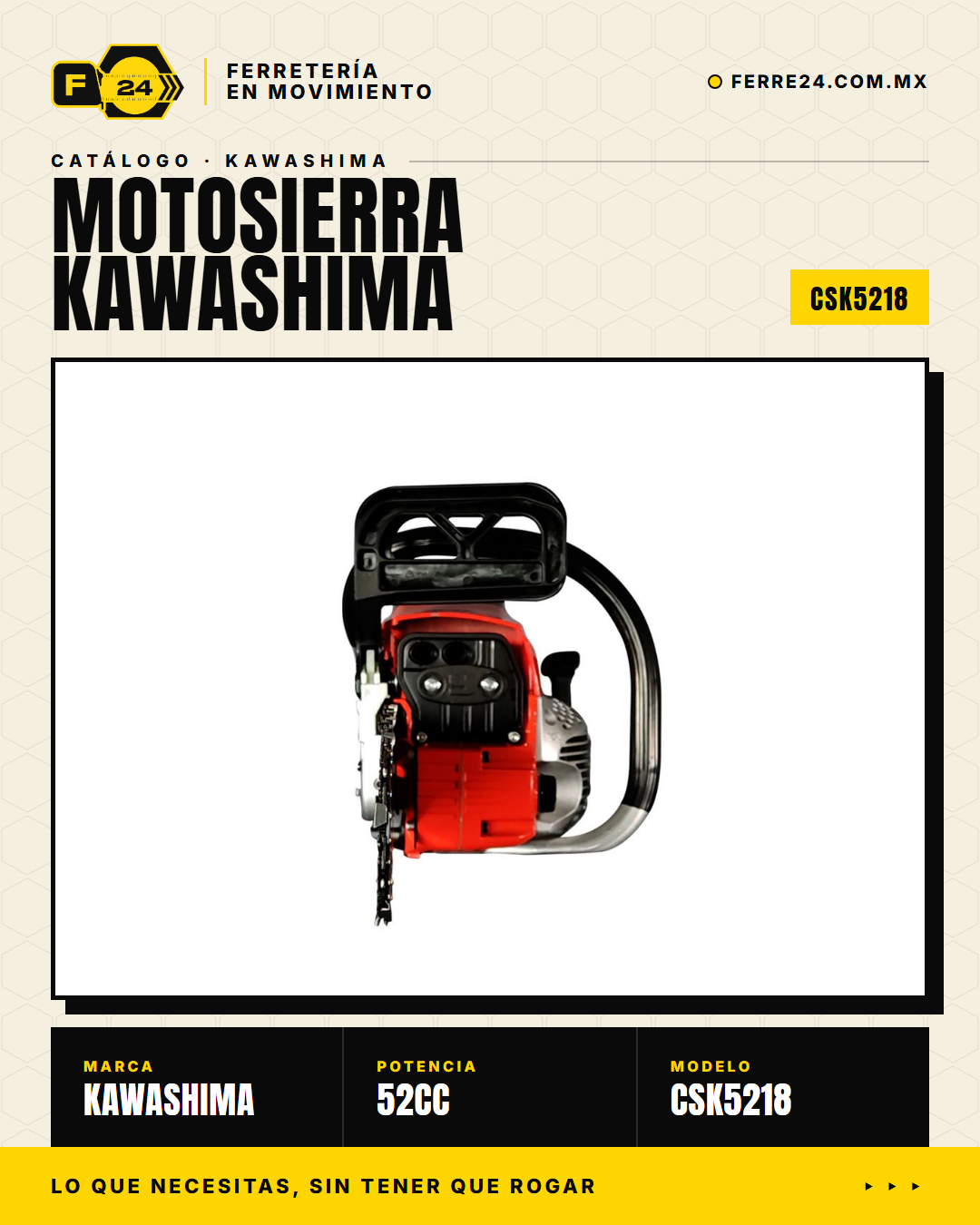 Motosierra Kawashima 52 cc — detalle 3