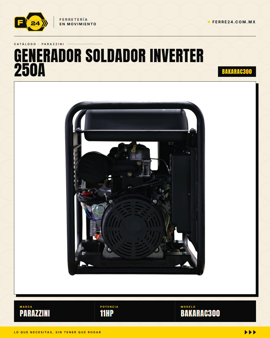 Parazzini BAKARAC300 — Generador Soldador Inverter 250A Gasolina · sec_003