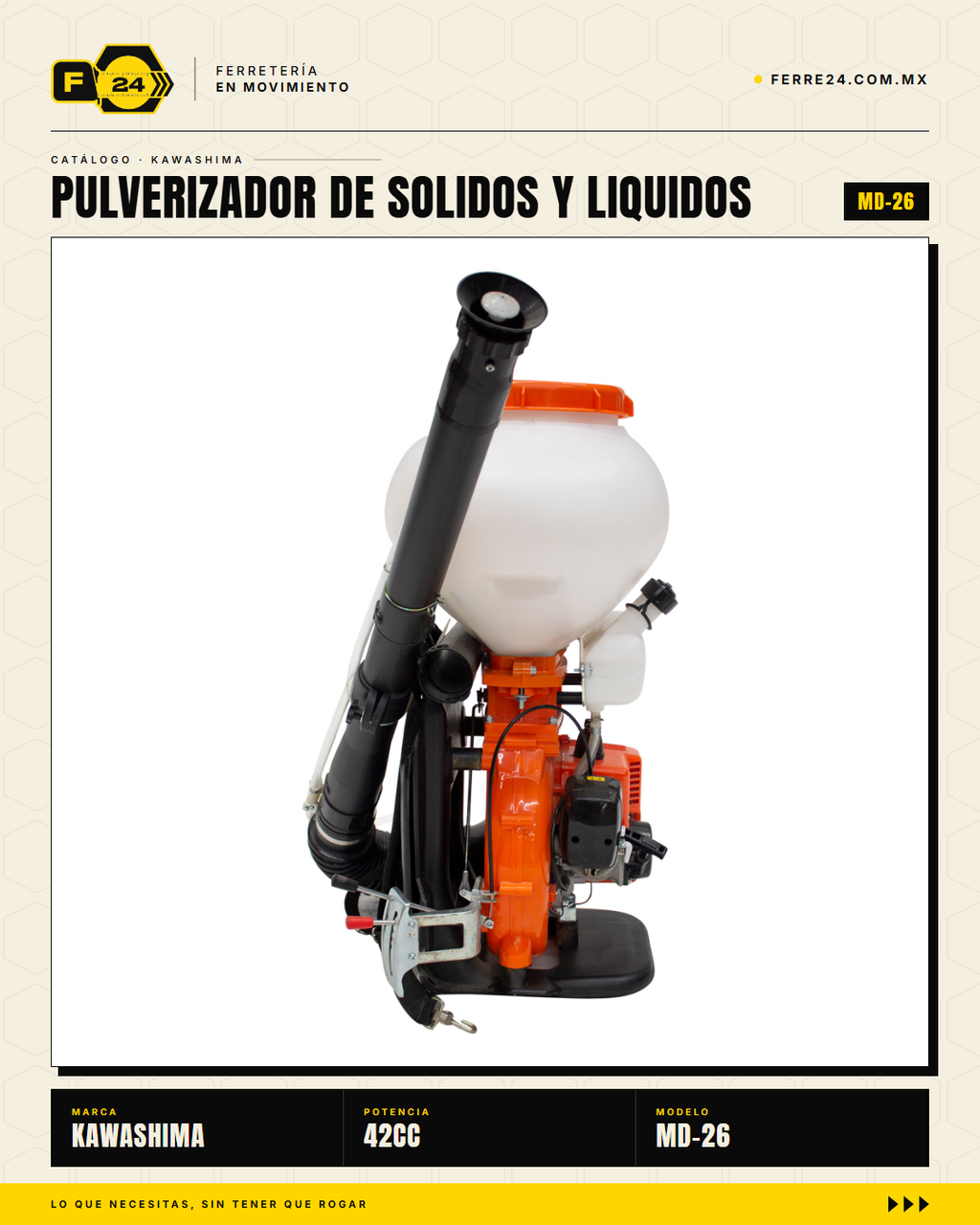 Pulverizador Kawashima 42 cc — Sólidos y Líquidos, Tanque de 26 L · sec_003