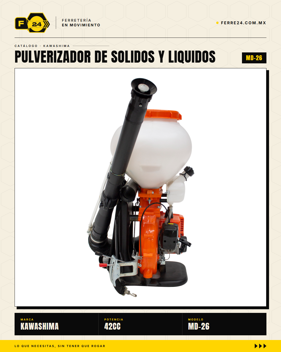 Pulverizador Kawashima 42 cc — Sólidos y Líquidos, Tanque de 26 L · sec_003