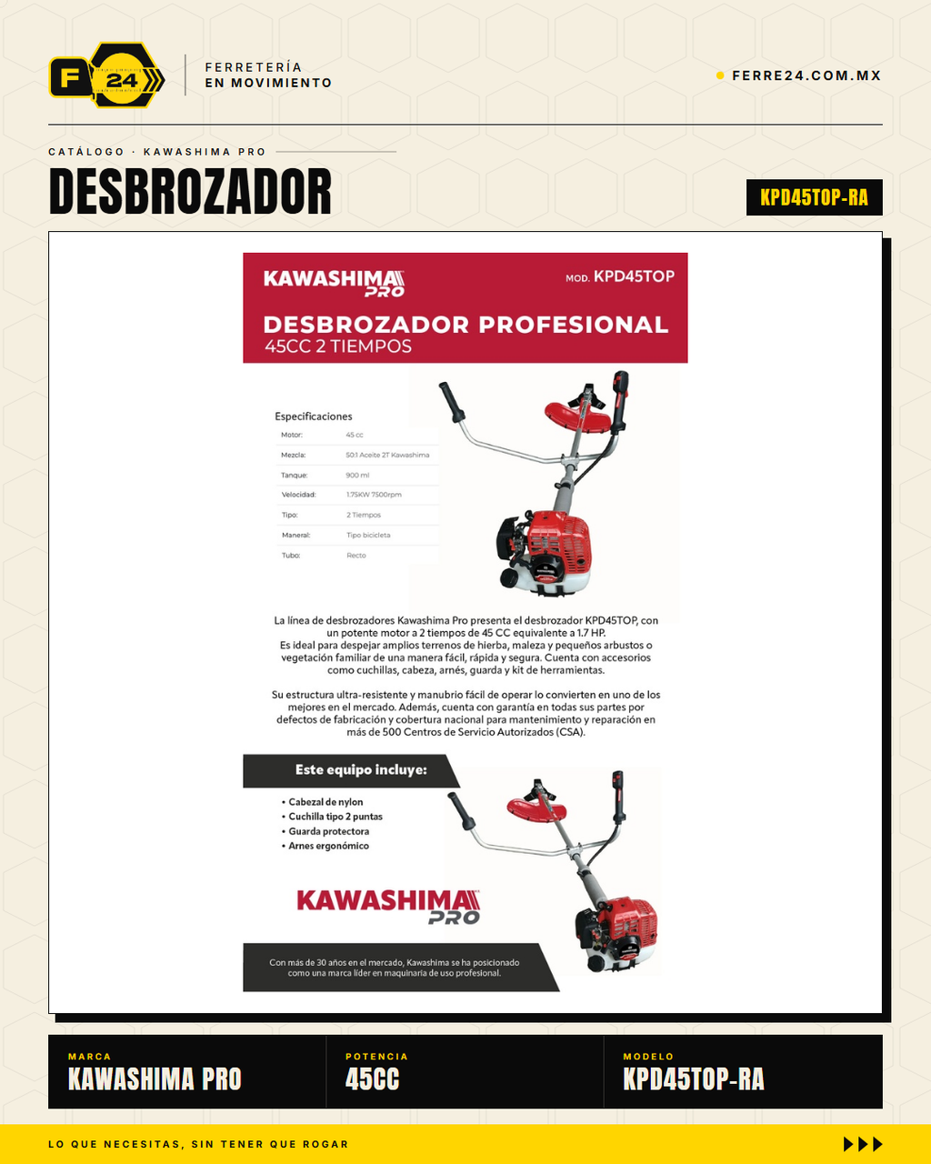 Desbrozadora Kawashima PRO 45cc — Outlet Nuevo · sec_003