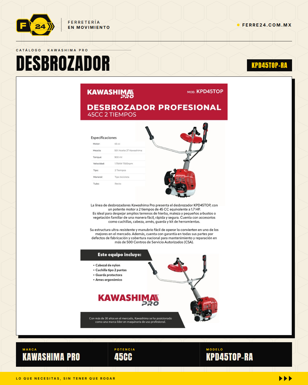 Desbrozadora Kawashima PRO 45cc — Outlet Nuevo · sec_003