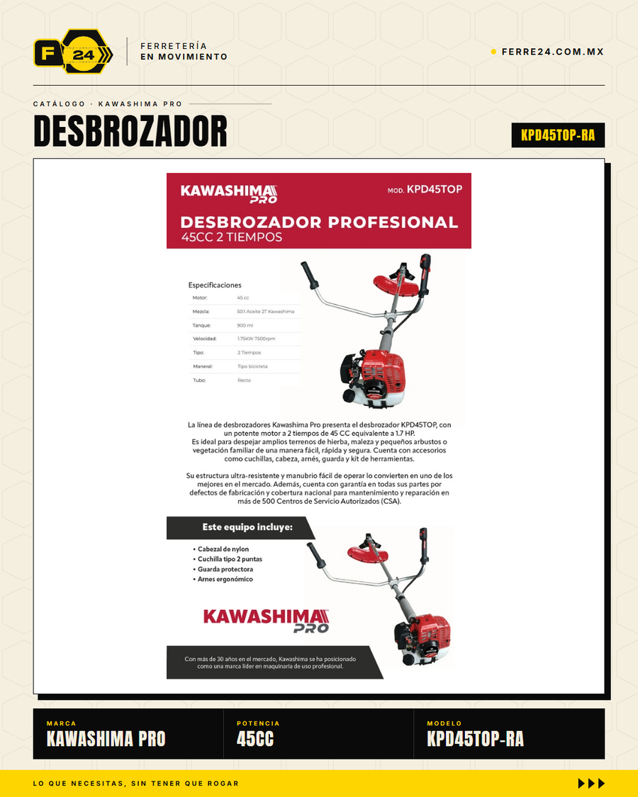 Desbrozadora Kawashima PRO 45cc — Outlet Nuevo · sec_003