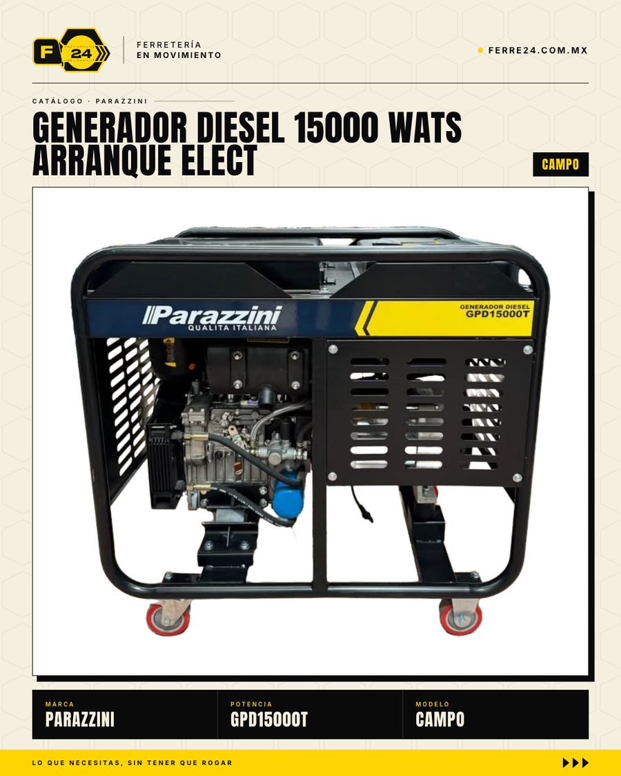 Generador Diesel Trifásico 15,000W / 18.75 kVA Arranque Eléctrico — Parazzini GPD15000T · sec_003