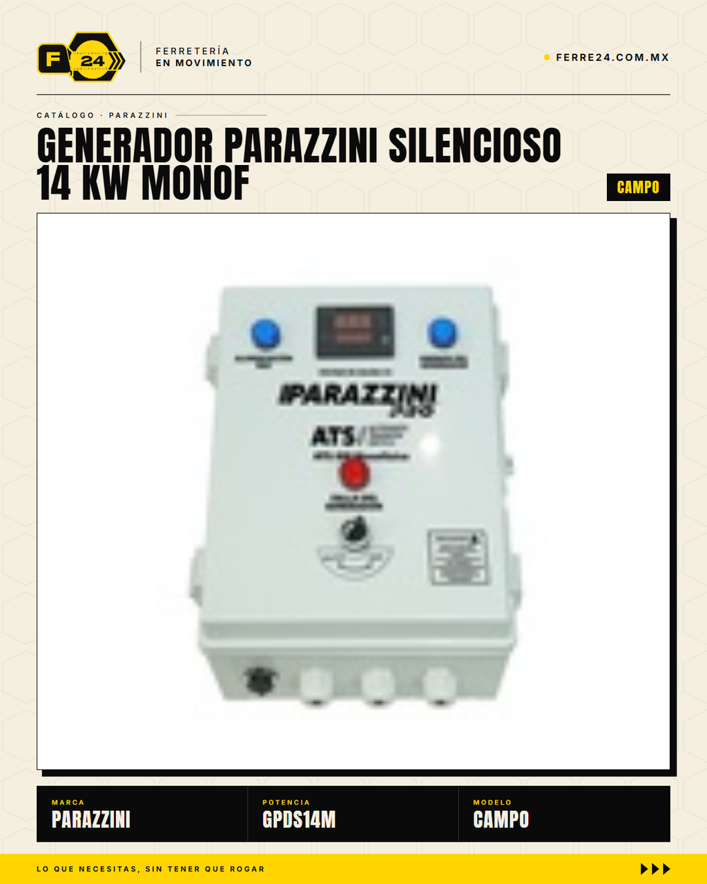 Generador Diesel Silencioso 14 kW con ATS Automático — Parazzini GPDS14M · sec_003