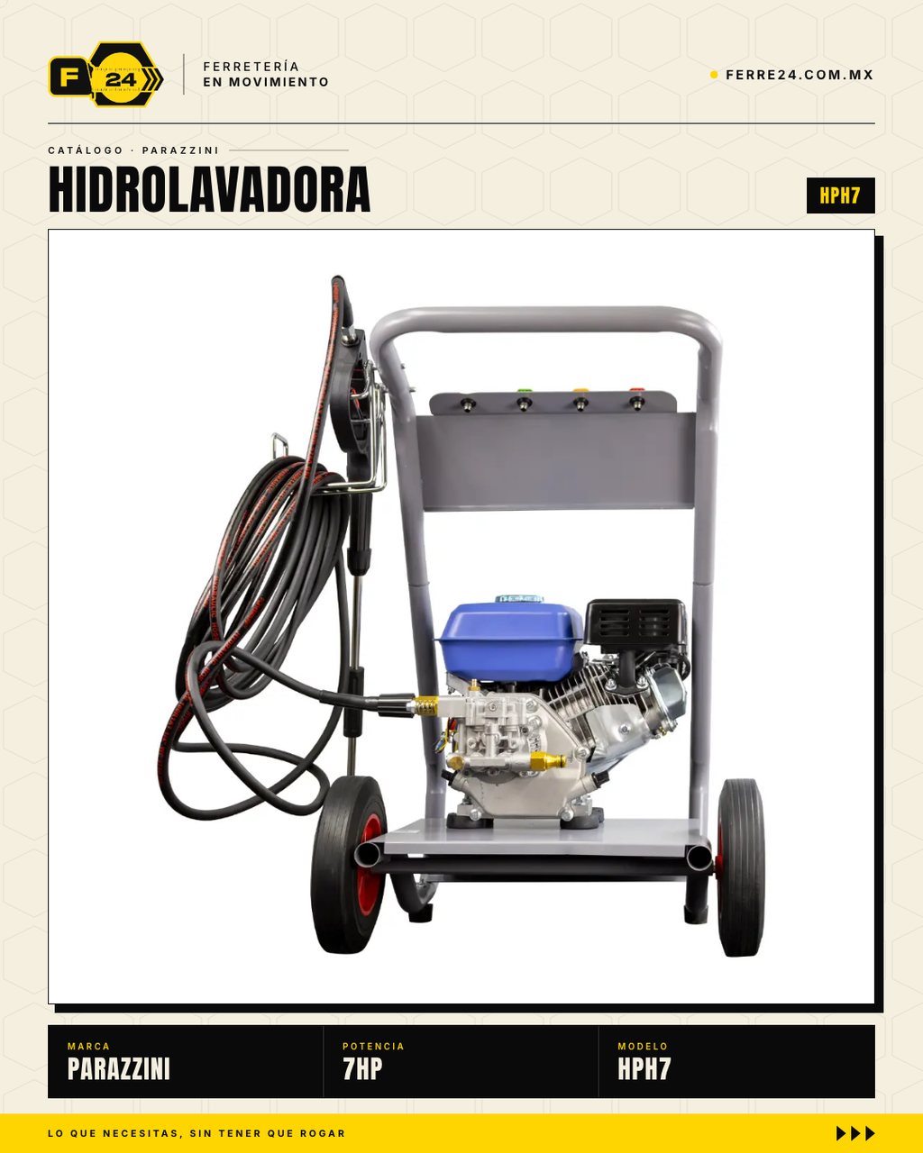 Hidrolavadora Power Hunt HPH7 — 7 HP, 2,200 PSI, sin corriente · sec_003