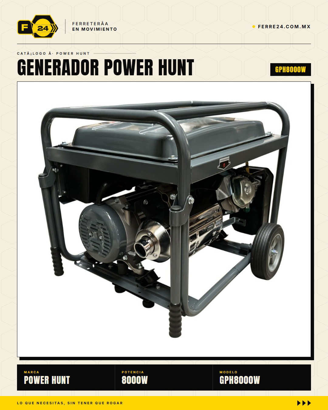 GPH8000W — tanque 25L y llave de encendido