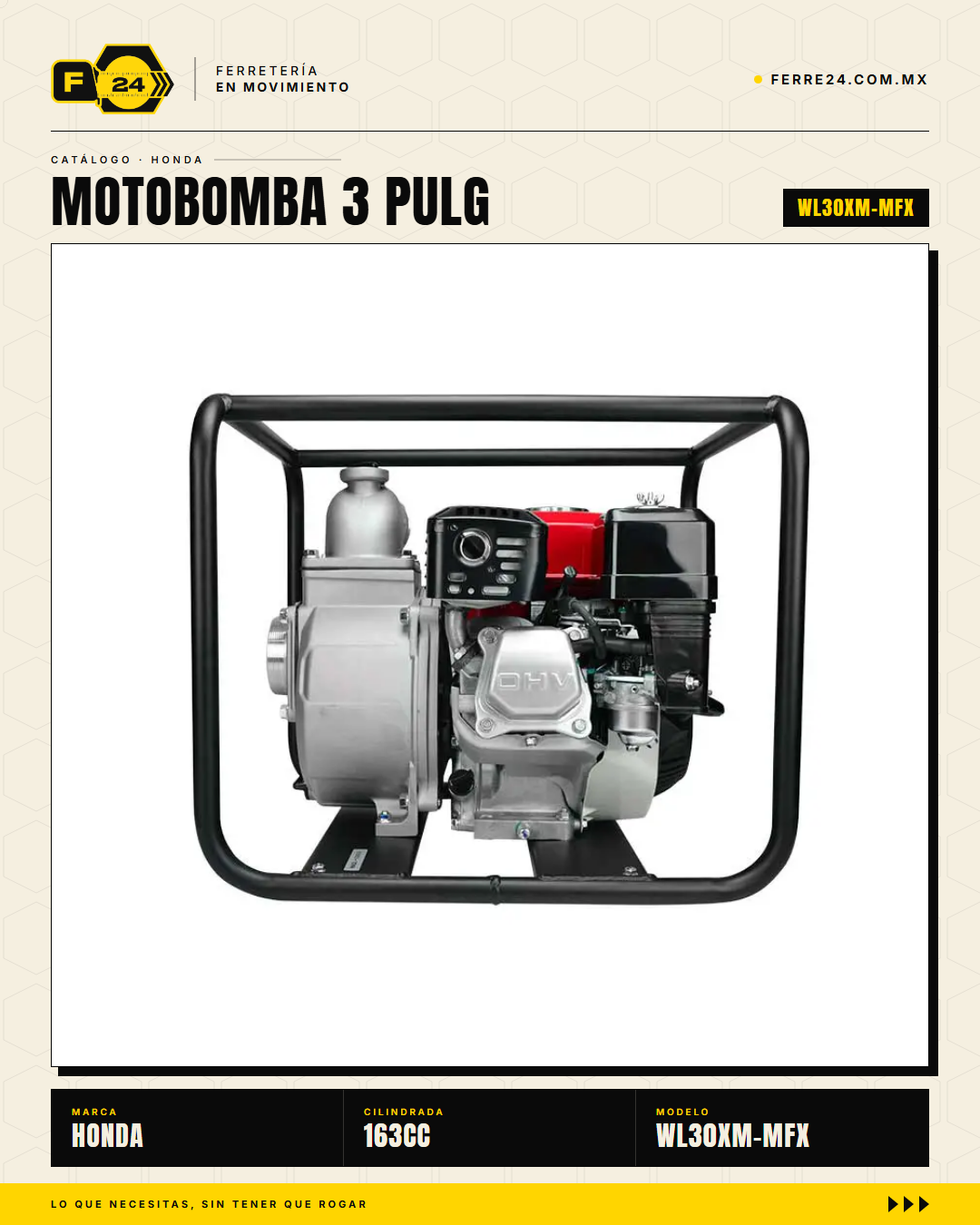 Motobomba Honda WL30XM-MFX 3" — 1,100 l/min Autocebante · sec_003