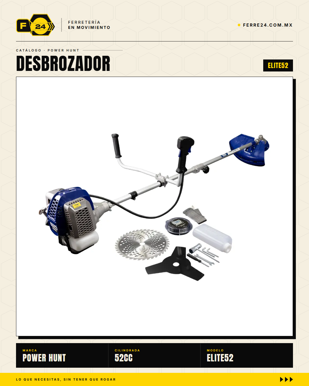 Desbrozadora Power Hunt ELITE52 52 cc — Eje Partido · sec_003