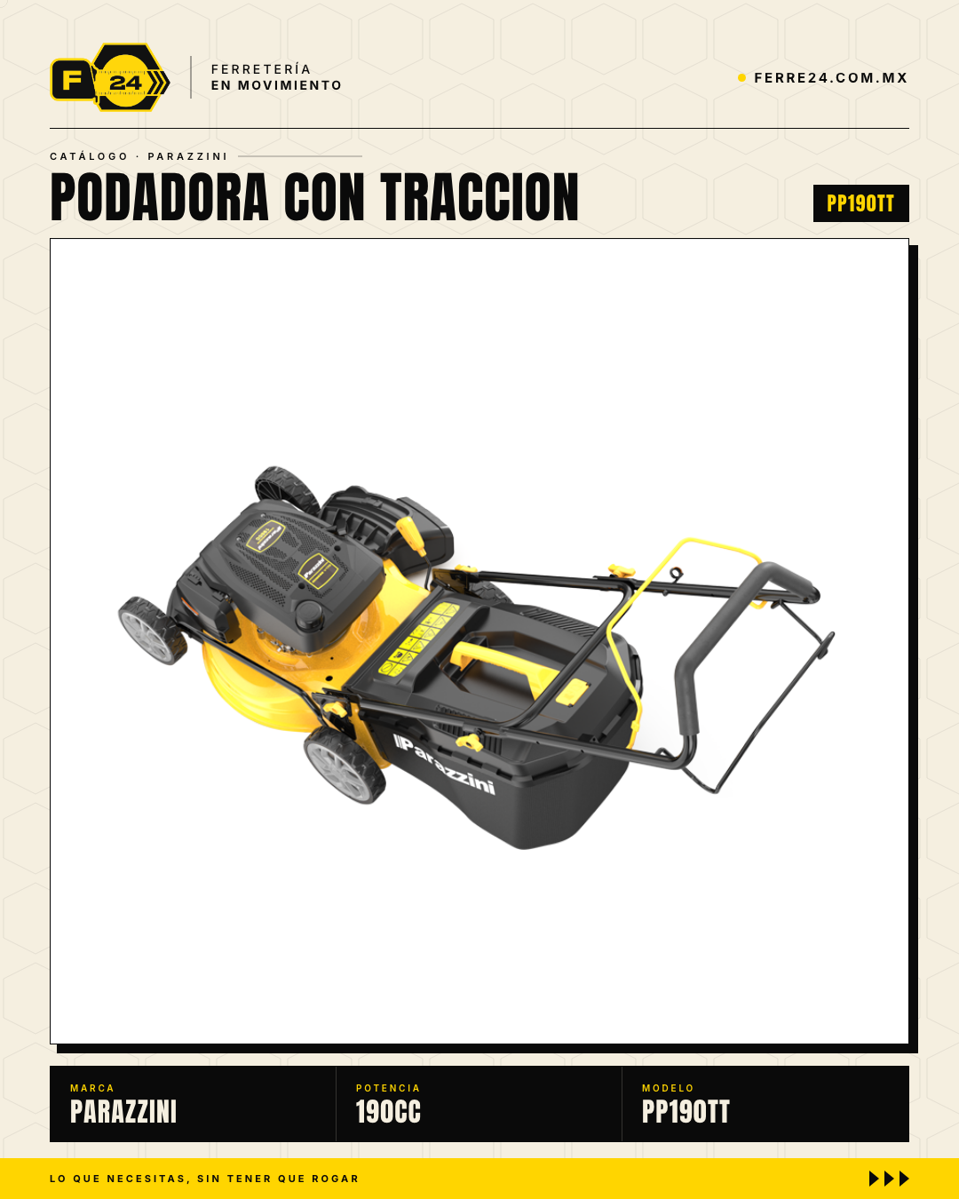 Podadora Autopropulsada 190cc — Corte 21" y Bolsa 65L · sec_003