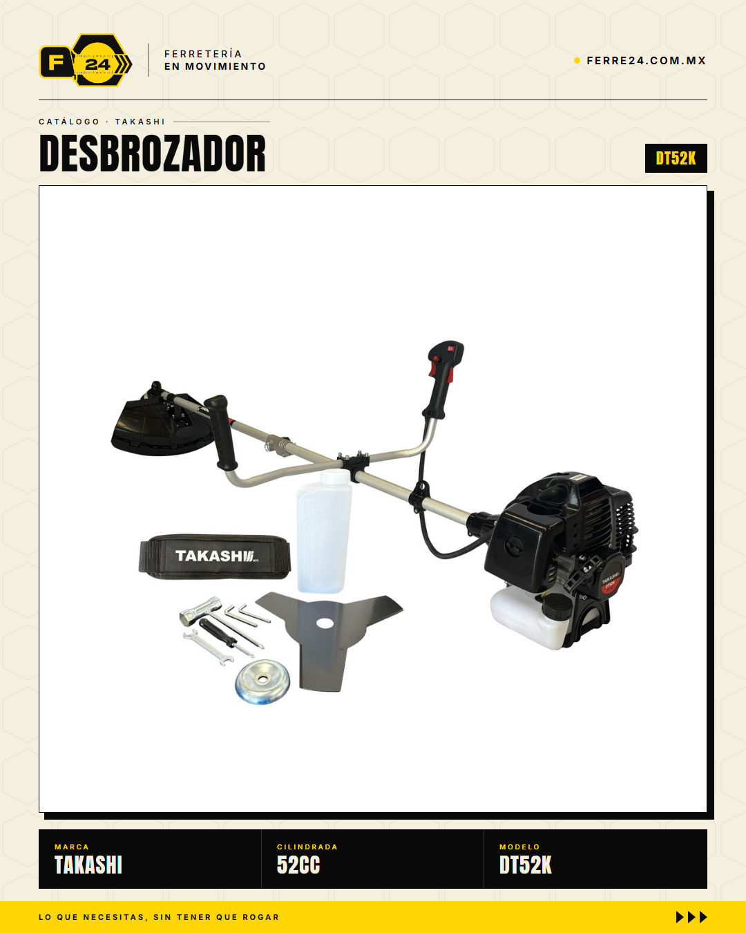 Desbrozadora Takashi DT52K 52 cc — Eje Entero, Kit Completo · sec_003