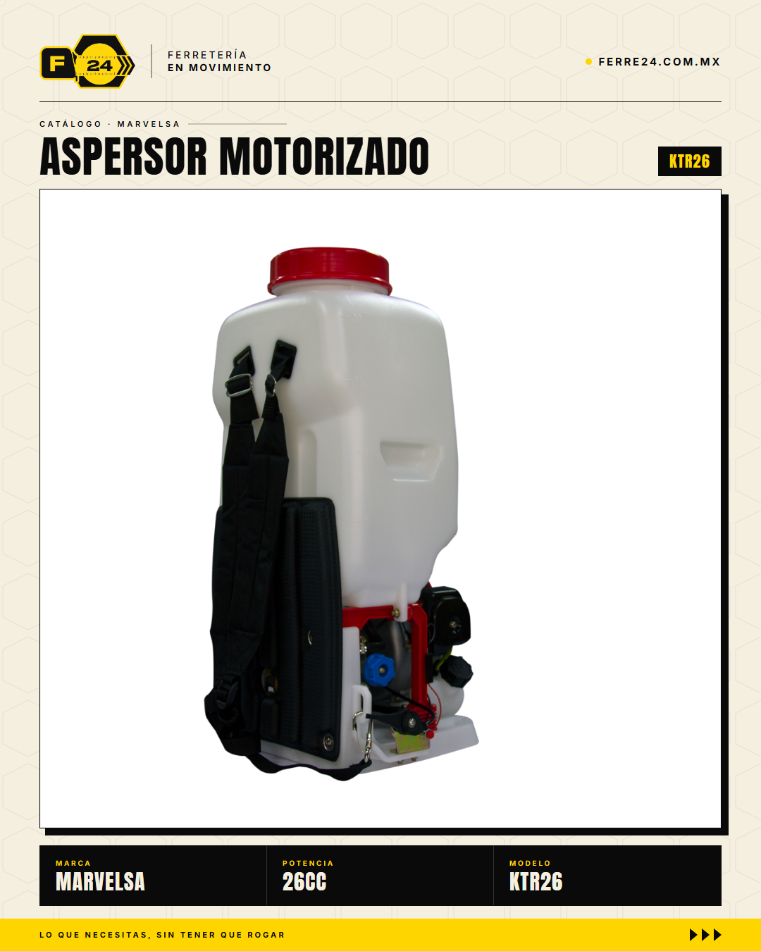 Kawashima KTR26 — Aspersor Motorizado 26 cc con Bomba Rompeolas y Tanque 22 L · sec_003