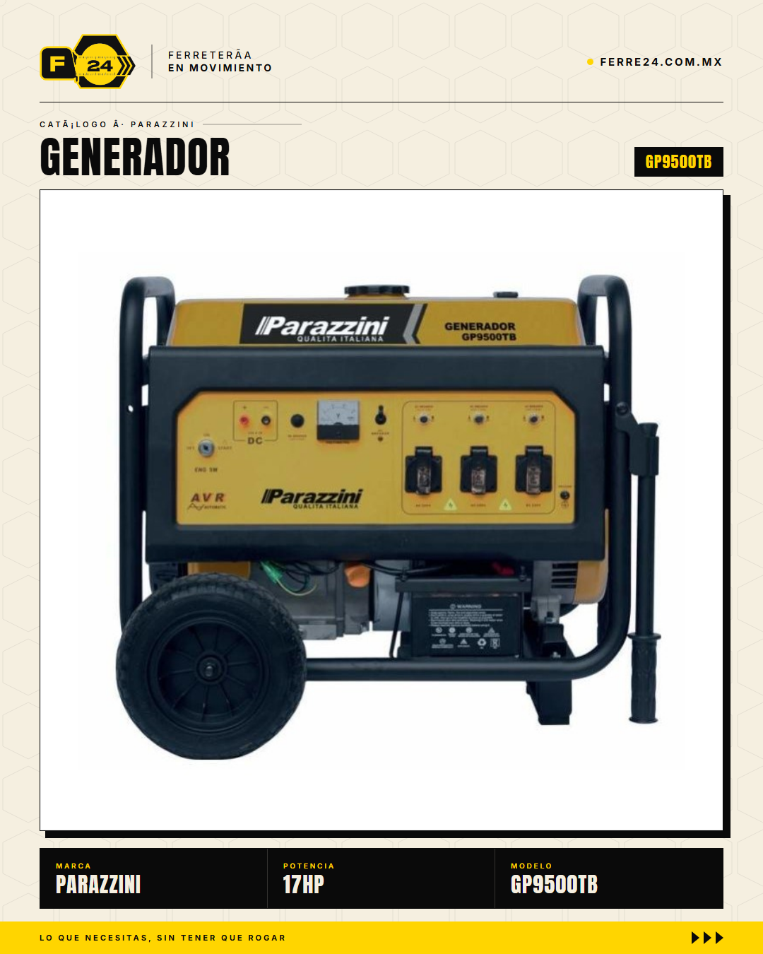 GP9500TB — tanque 26L y llave arranque