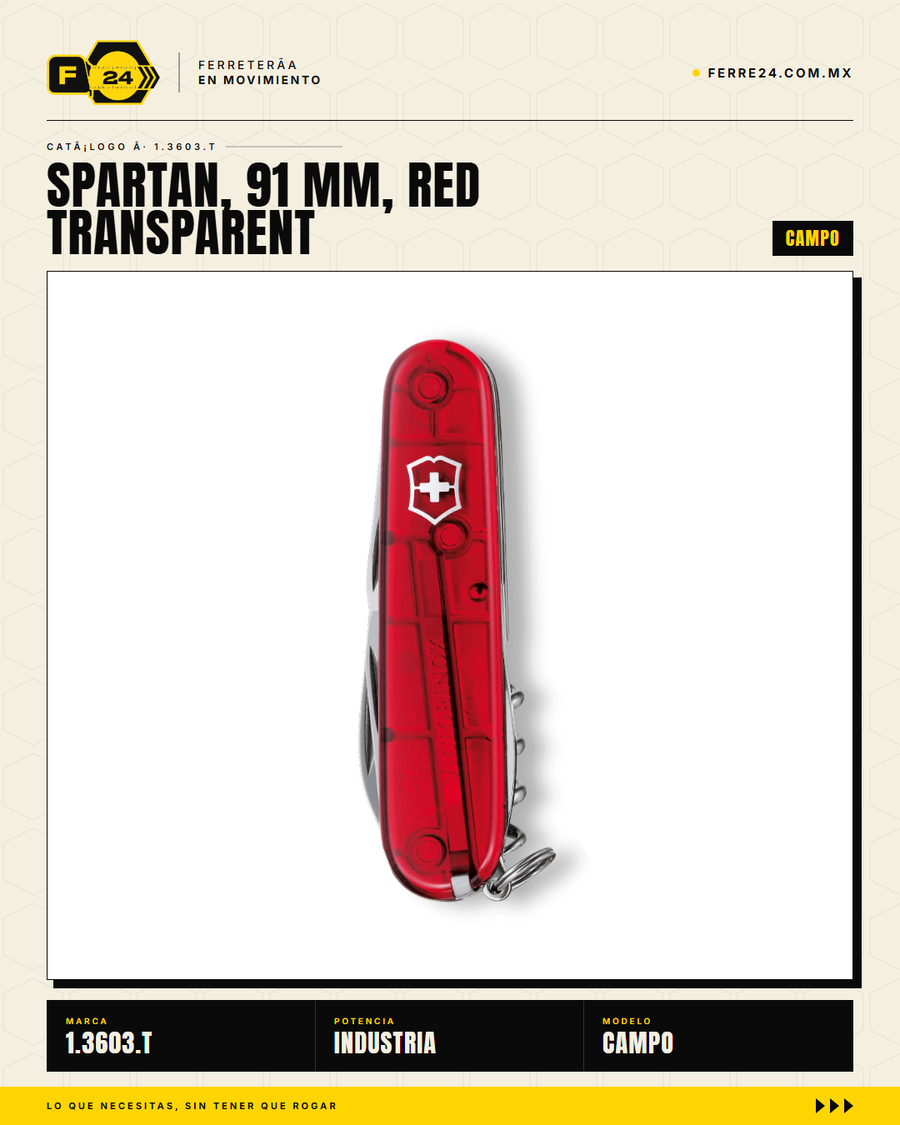 Victorinox Spartan 91mm Rojo Transparente — Navaja 16 Funciones — vista alternativa