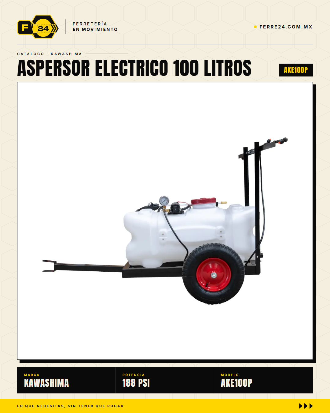 Kawashima AKE100P — Aspersor Eléctrico de Remolque 100 L · sec_003