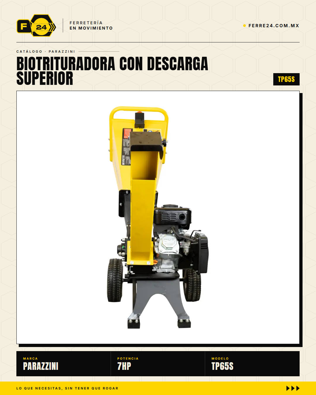 Biotrituradora Parazzini 7 HP — Corte de 2", Descarga Superior · sec_003
