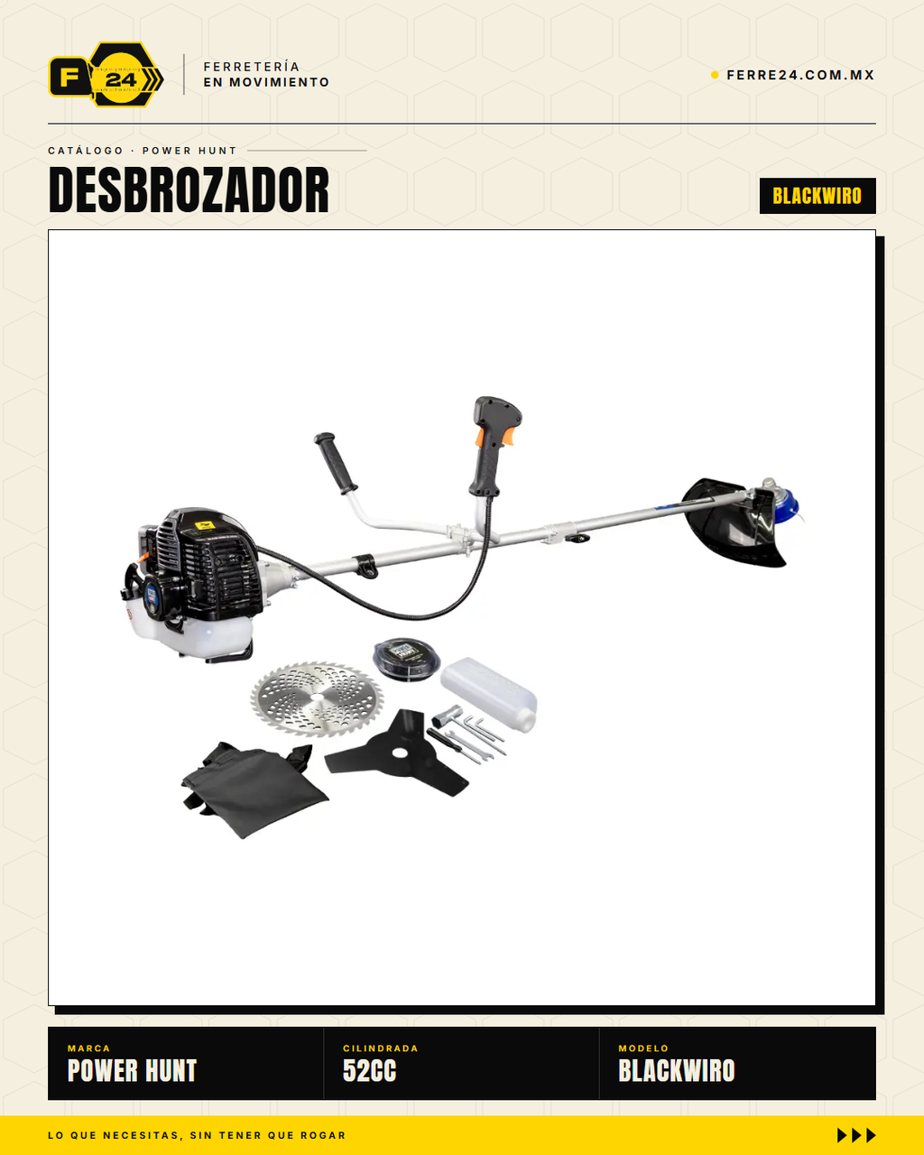 Desbrozadora Power Hunt BLACKWIRO 52 cc — Eje Entero · sec_003