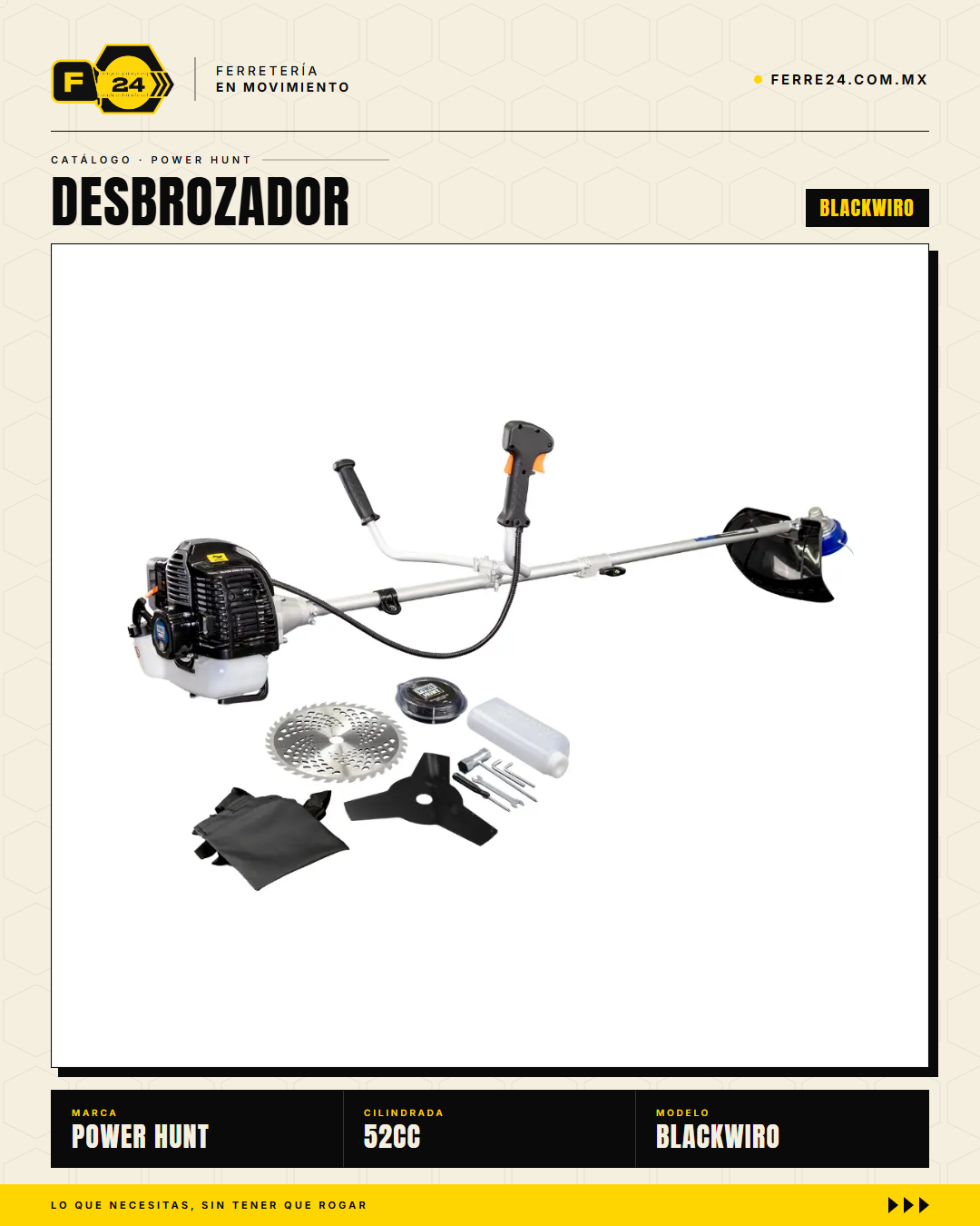 Desbrozadora Power Hunt BLACKWIRO 52 cc — Eje Entero · sec_003