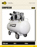 Compresor 80 L libre de aceite, doble conexión rápida. Aire limpio para pintura y neumática. Sin kit: tú usas tus accesorios. · sec_003