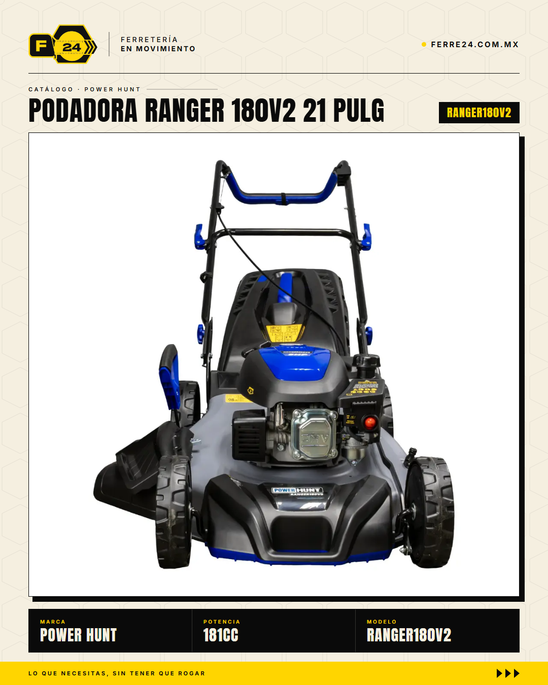 Podadora de Pasto 21" — 180 cc, Chasis de Acero y Triturado · sec_003