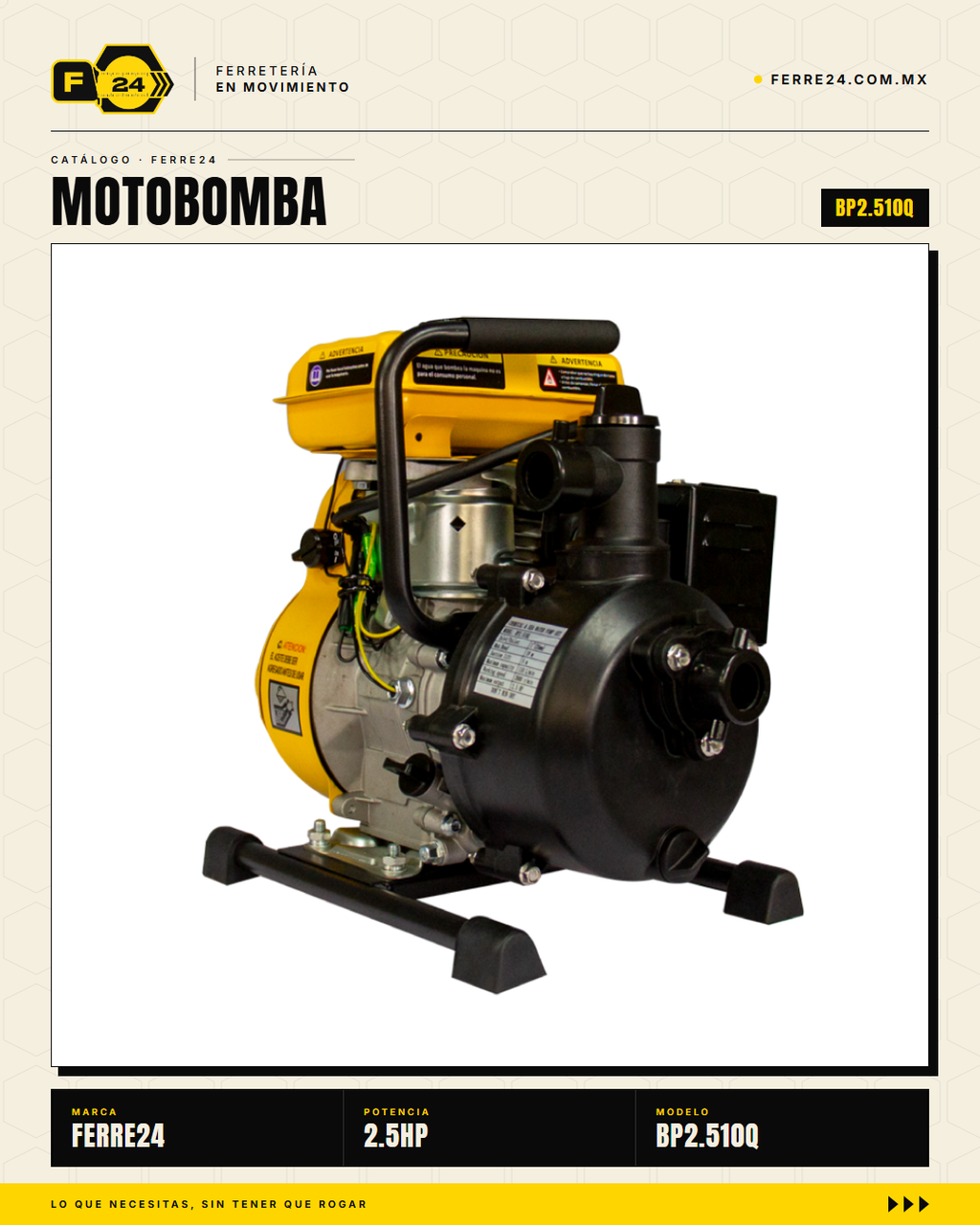 Motobomba para Químicos 2.5 HP — 1", Autocebante · sec_004