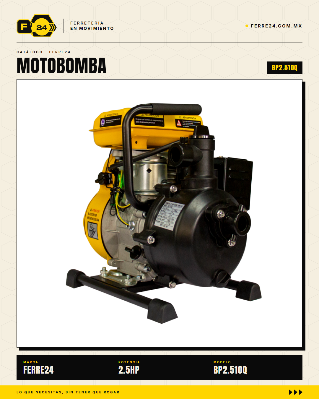 Motobomba para Químicos 2.5 HP — 1", Autocebante · sec_004