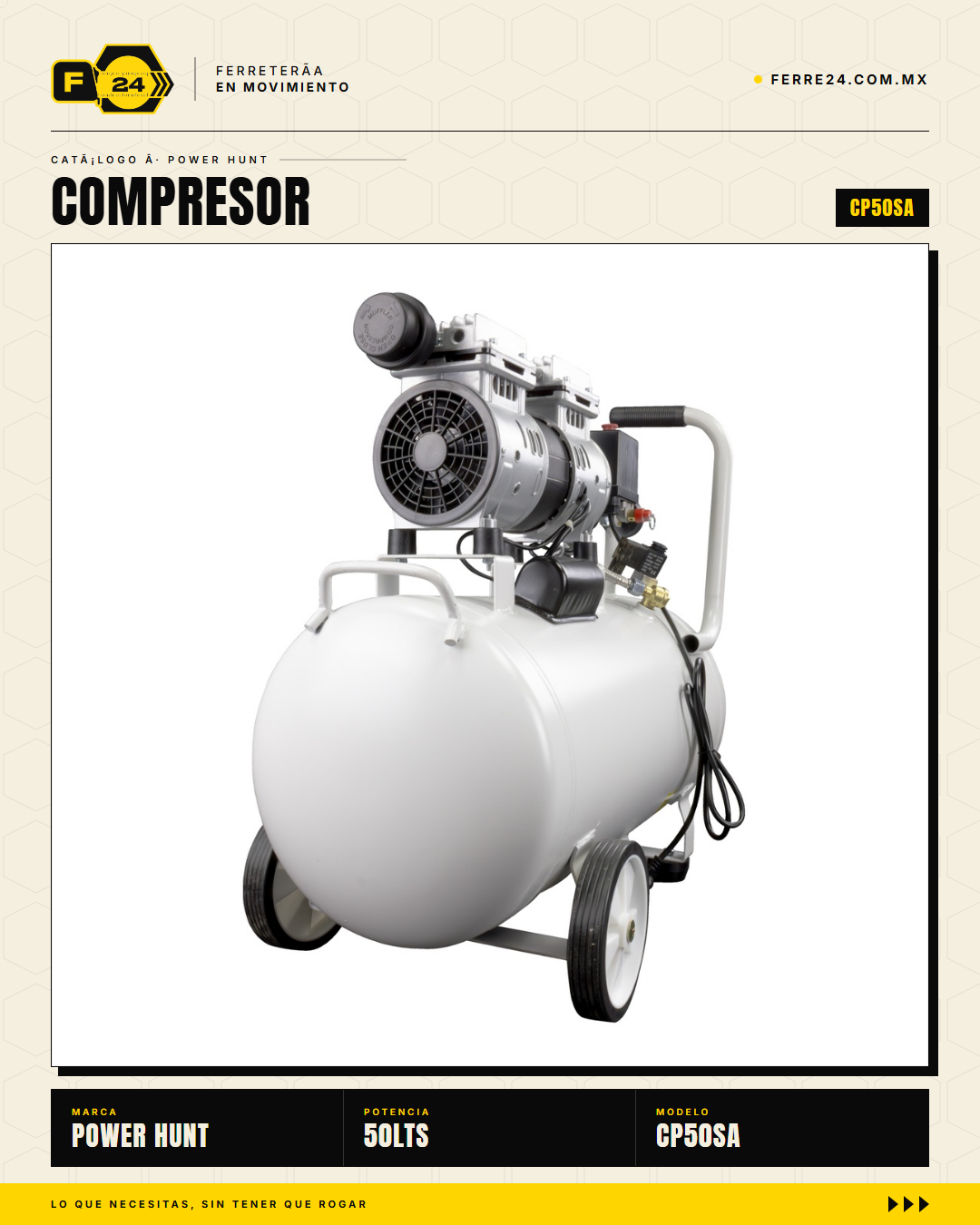 Compresor Power Hunt 50 L — Libre de Aceite, Doble Conexión Rápida · sec_004