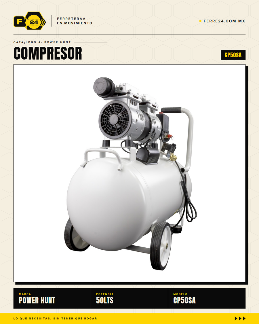 Compresor Power Hunt 50 L — Libre de Aceite, Doble Conexión Rápida · sec_004