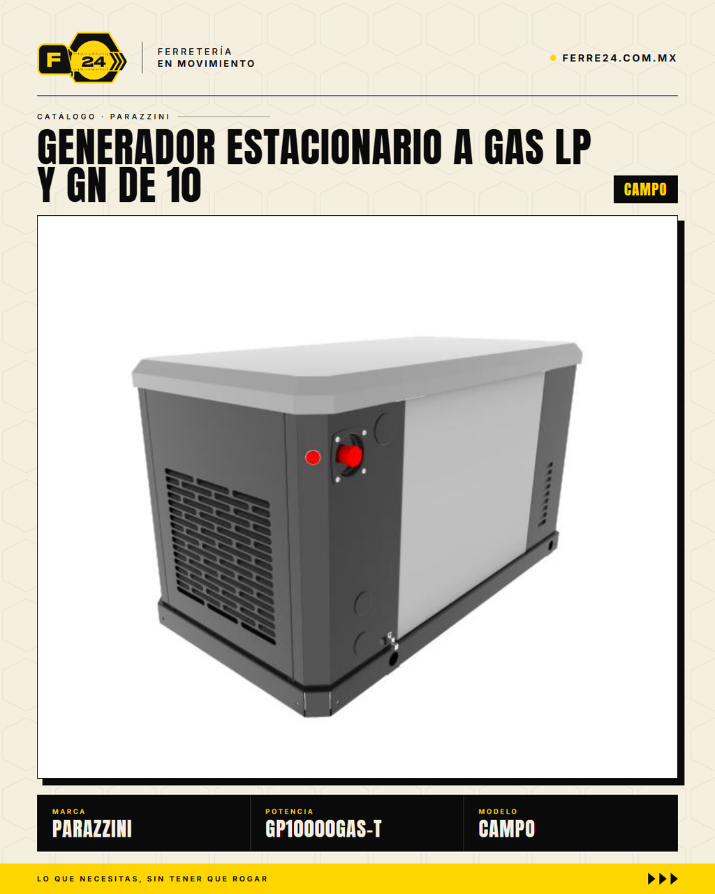 Generador estacionario trifásico 10 kW — gas LP/GN, ATS automático · sec_004
