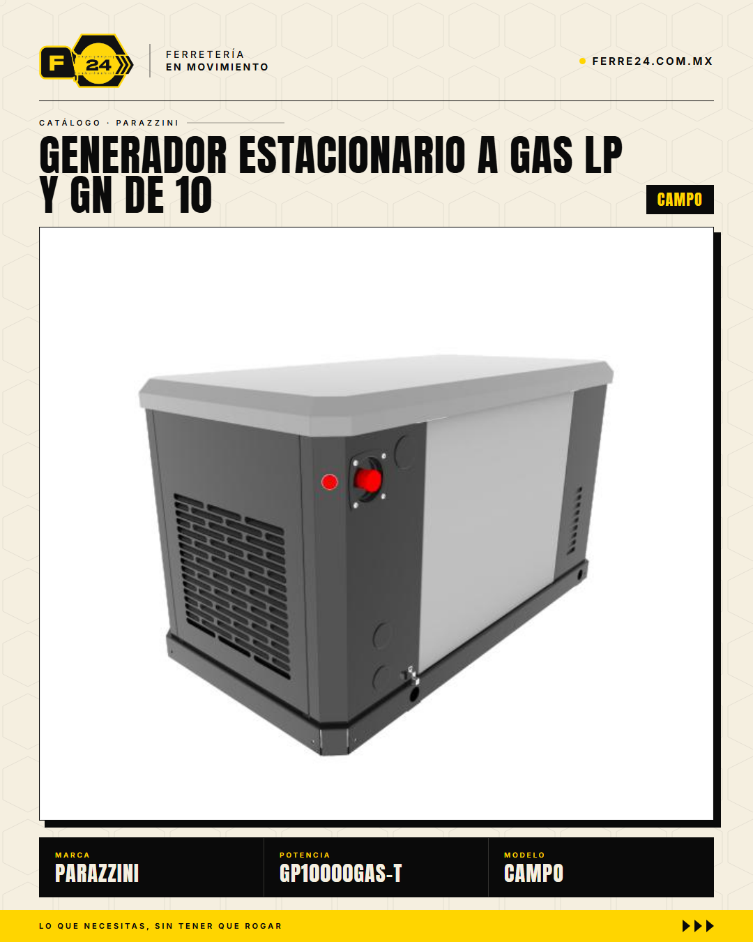 Generador estacionario trifásico 10 kW — gas LP/GN, ATS automático · sec_004