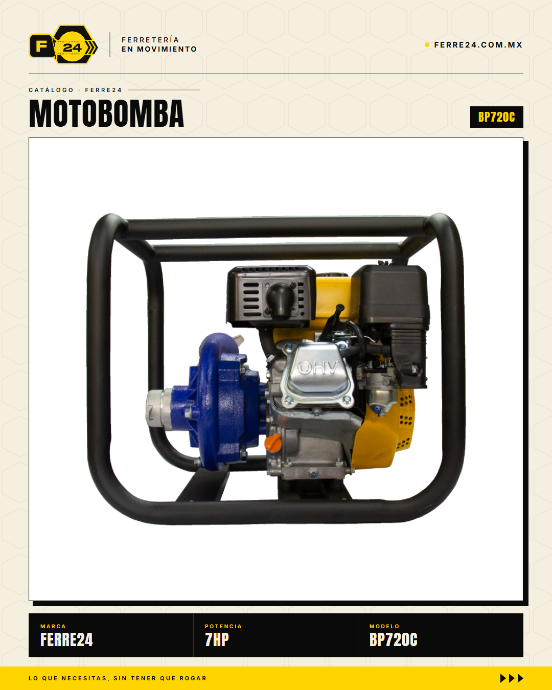 Motobomba Centrífuga 7 HP — 2", 50 m de Altura · sec_004