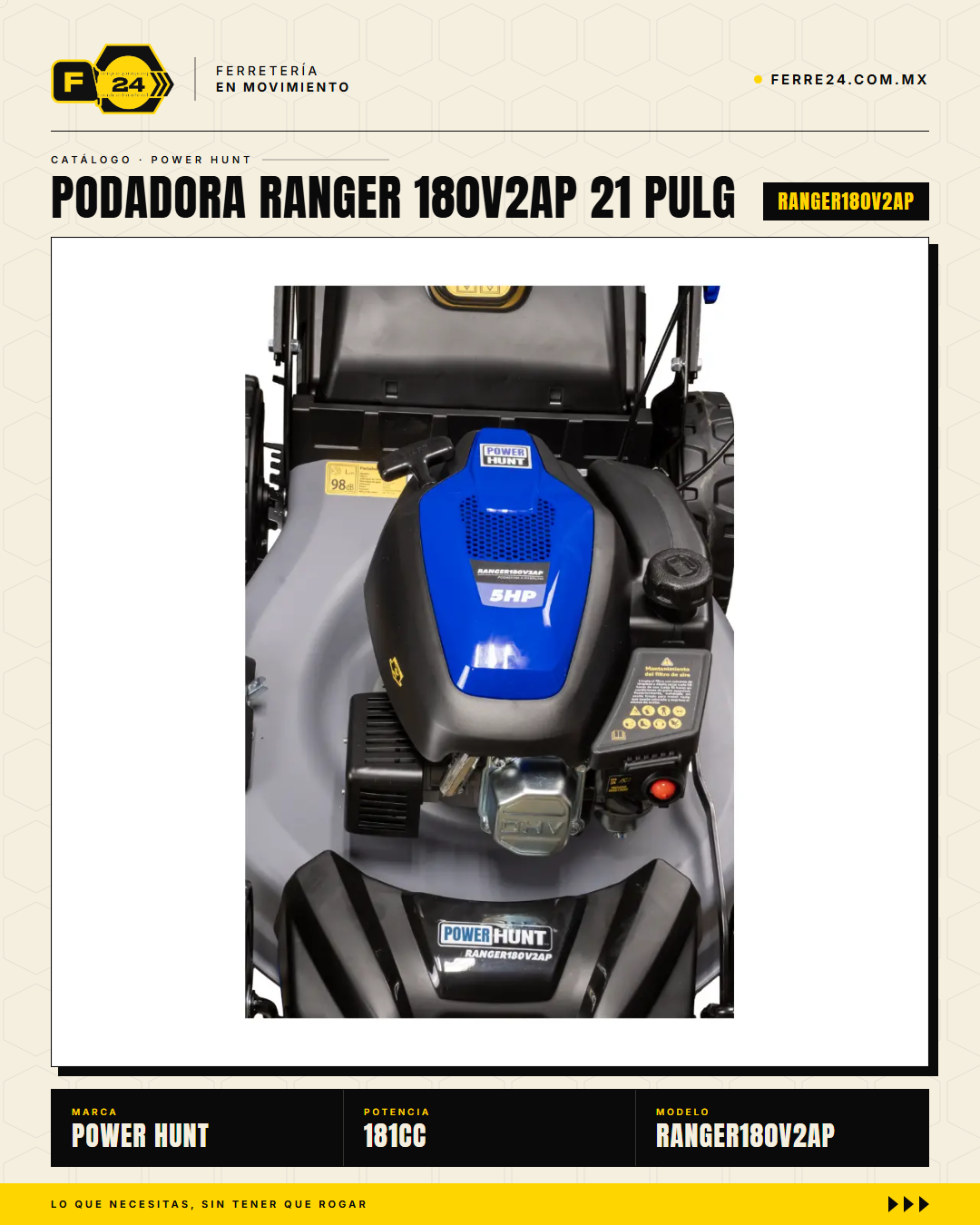 Podadora Autopropulsada 21" — 180 cc, Chasis de Acero y Triturado · sec_004