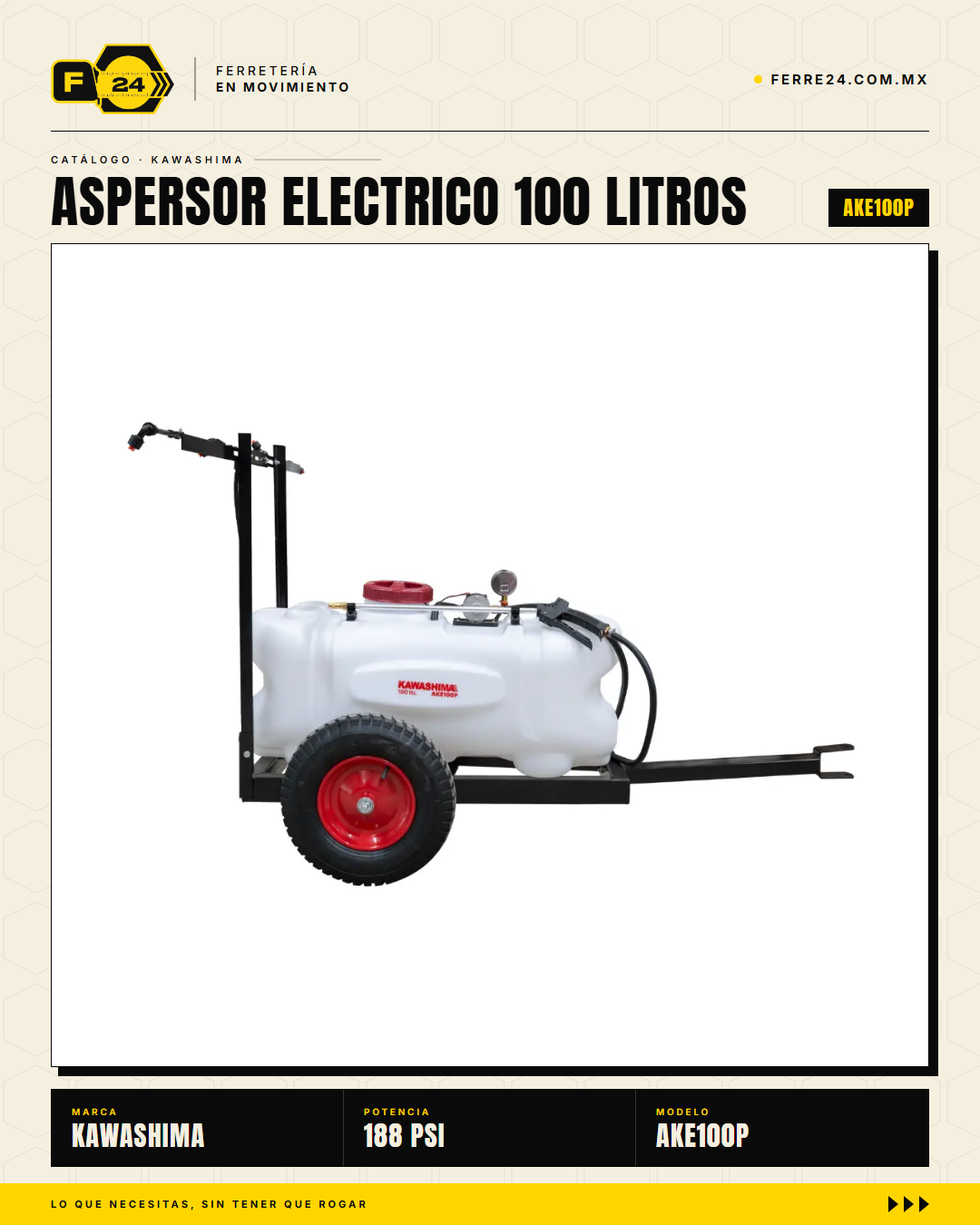 Kawashima AKE100P — Aspersor Eléctrico de Remolque 100 L · sec_004