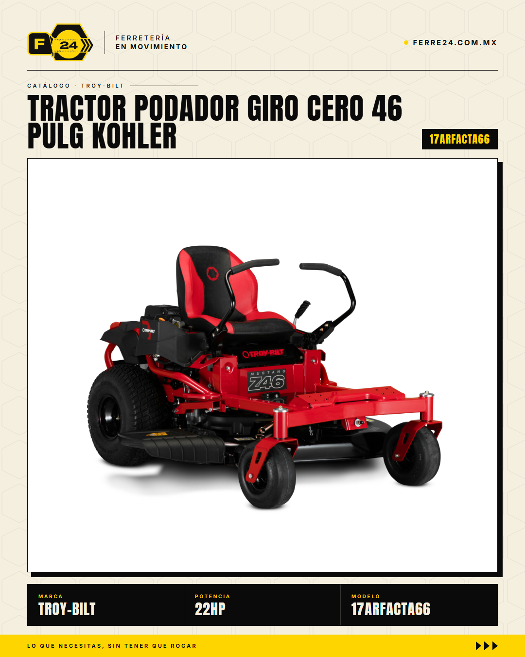 Tractor Podador Giro Cero 46" Kohler 22HP - Troy-Bilt Mustang Z46 · sec_004