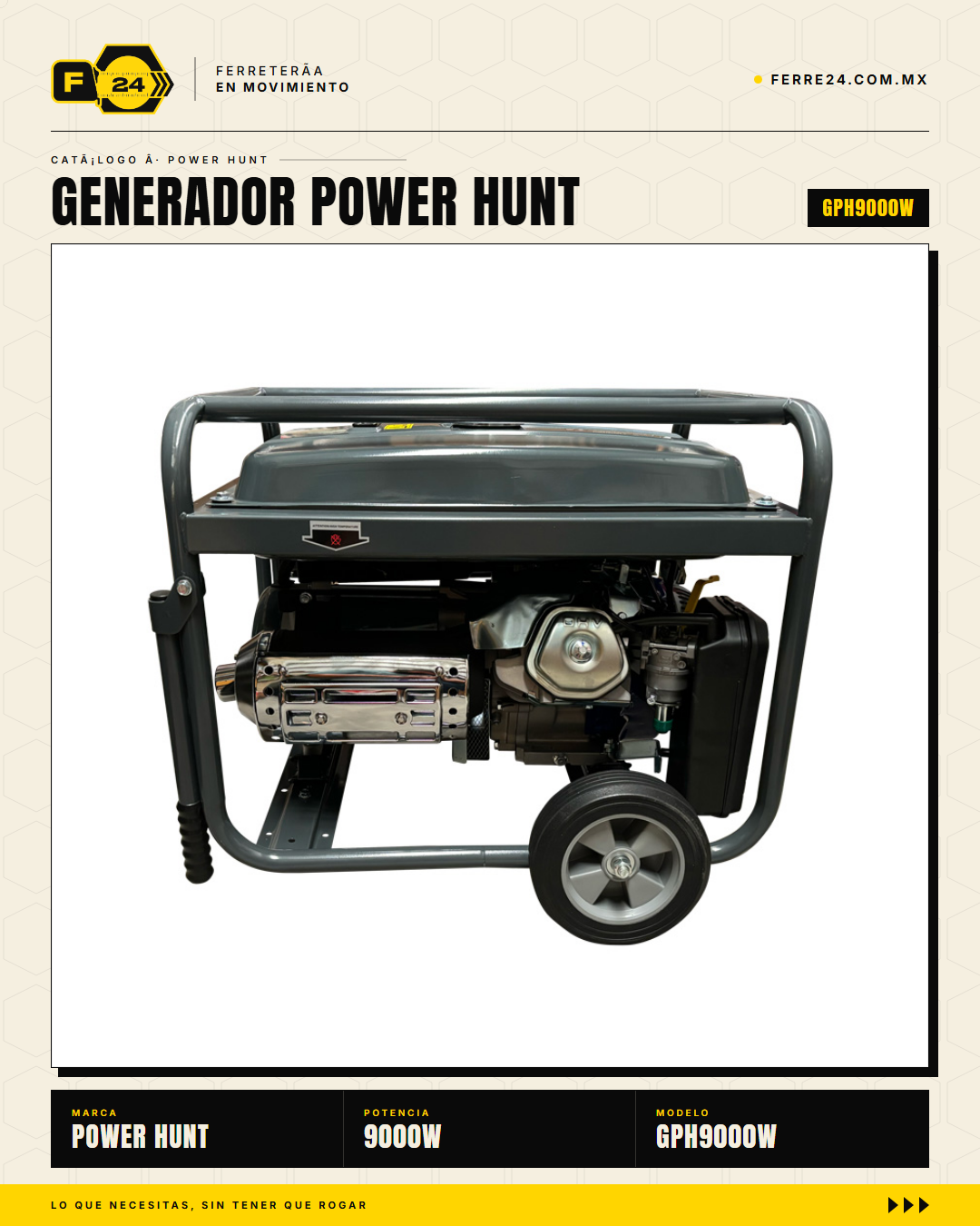 GPH9000W — marco con ruedas y manija