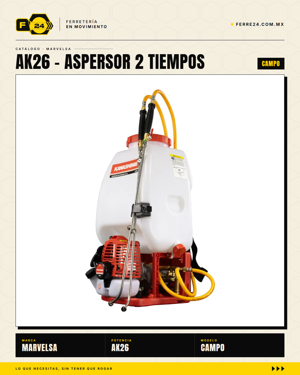 Aspersor Kawashima AK26 — Motor 2 Tiempos 26cc, Depósito 25 Litros · sec_004