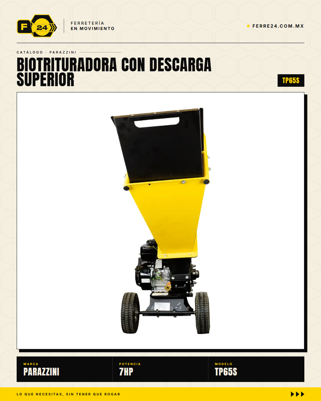 Biotrituradora Parazzini 7 HP — Corte de 2", Descarga Superior · sec_004