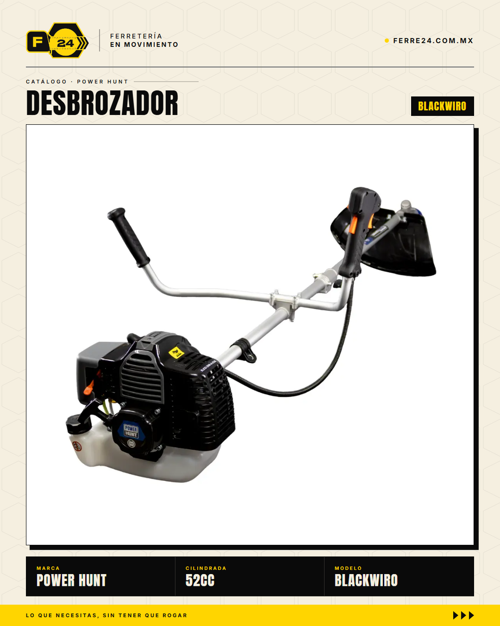 Desbrozadora Power Hunt BLACKWIRO 52 cc — Eje Entero · sec_004