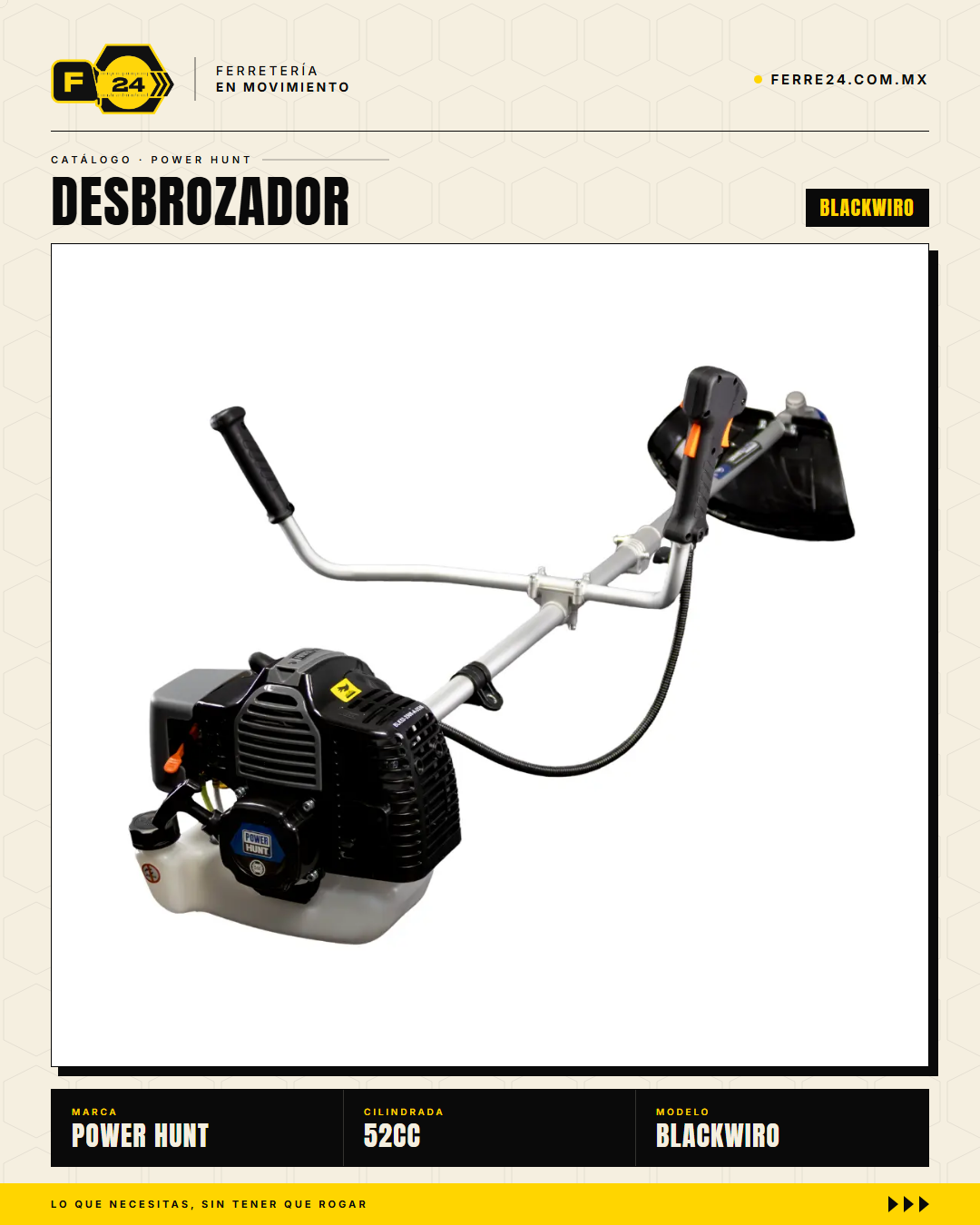 Desbrozadora Power Hunt BLACKWIRO 52 cc — Eje Entero · sec_004