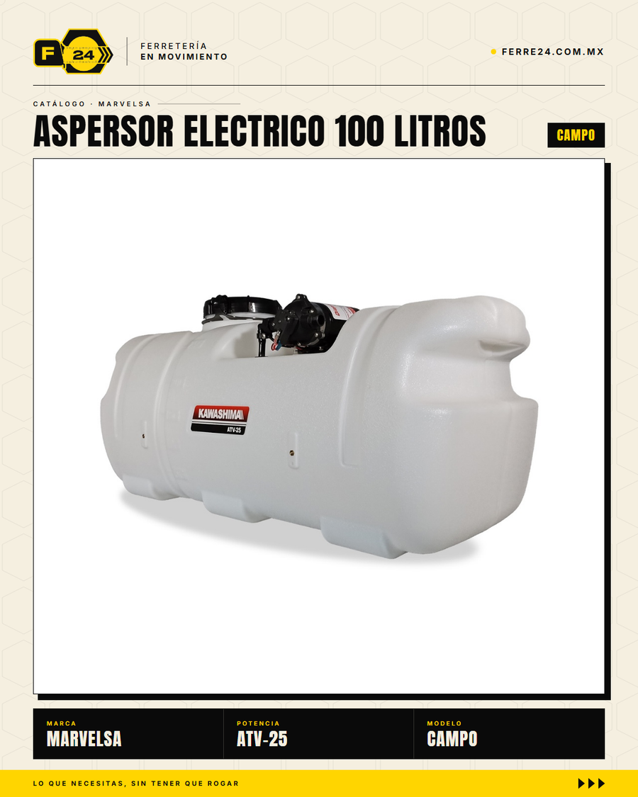 Kawashima ATV-25 — Aspersor Eléctrico 100 Litros. Sin ruido. Sin humo. Sin esfuerzo. · sec_004