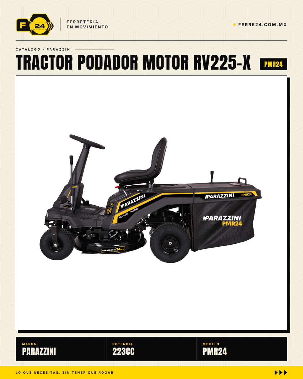Tractor Podador Parazzini PMR24 — Motor 223cc 4T, 24 Pulgadas, Encendido Eléctrico · sec_004