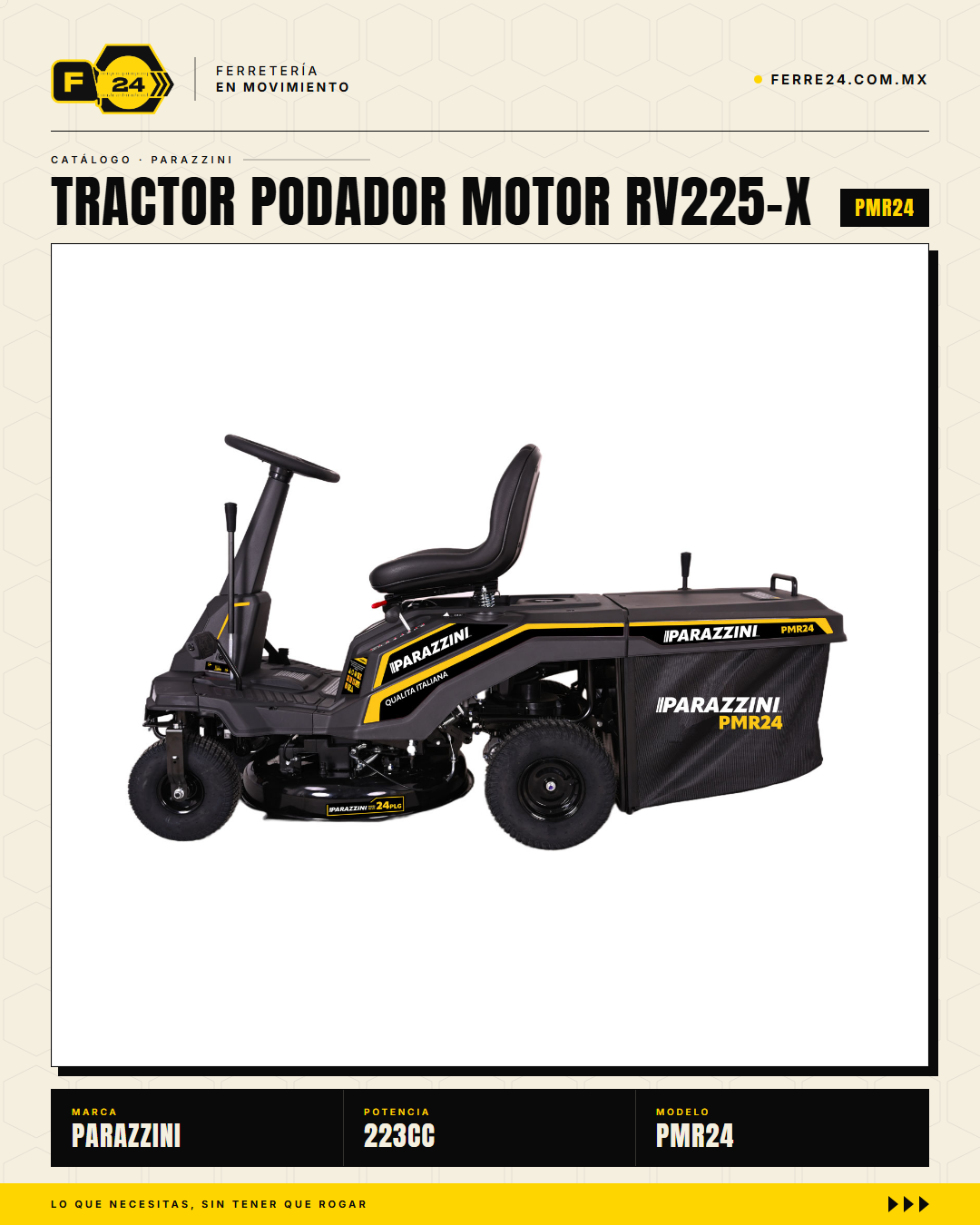Tractor Podador Parazzini PMR24 — Motor 223cc 4T, 24 Pulgadas, Encendido Eléctrico · sec_004
