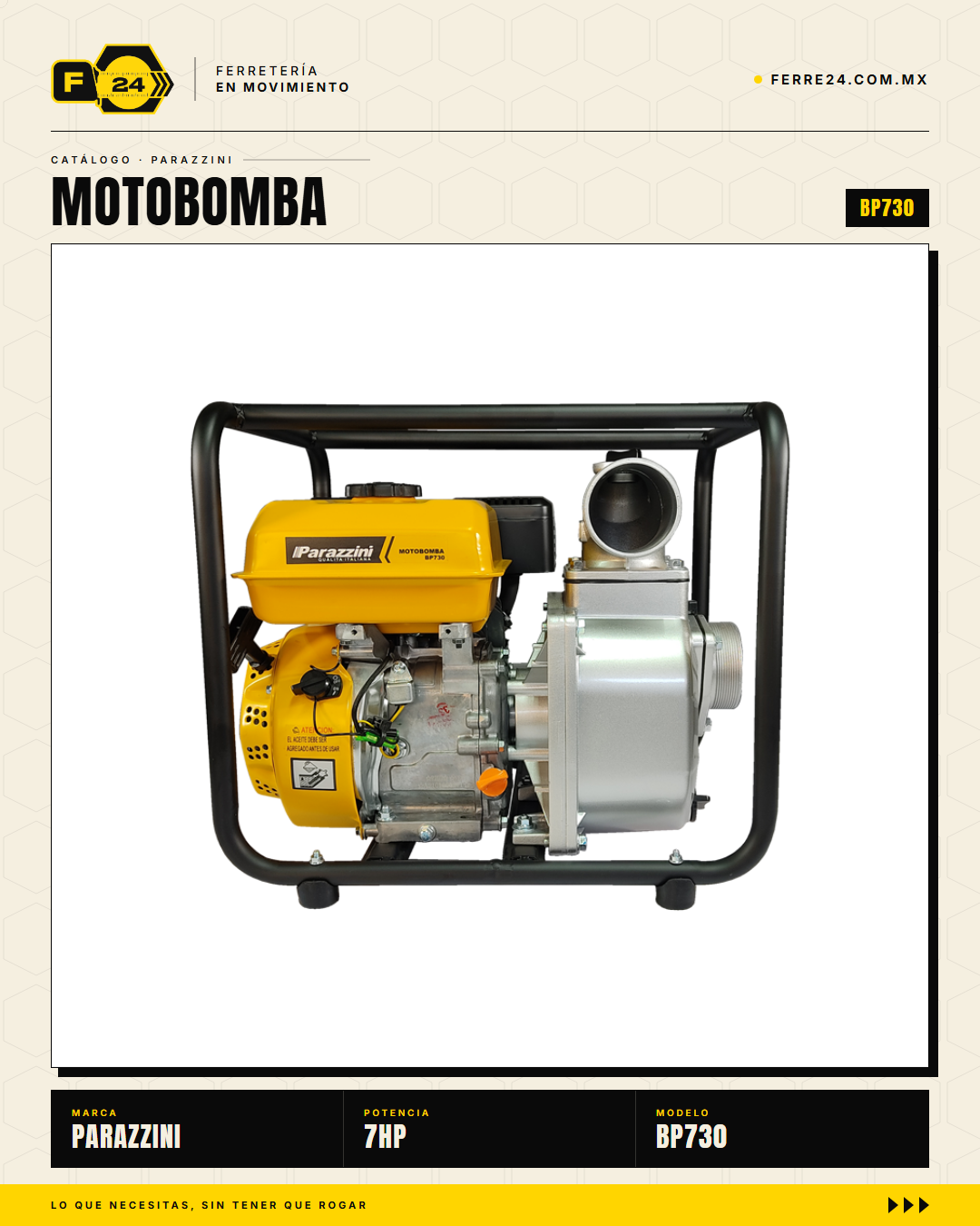 Motobomba Autocebante a Gasolina 7 HP 3" Parazzini BP730 · sec_004