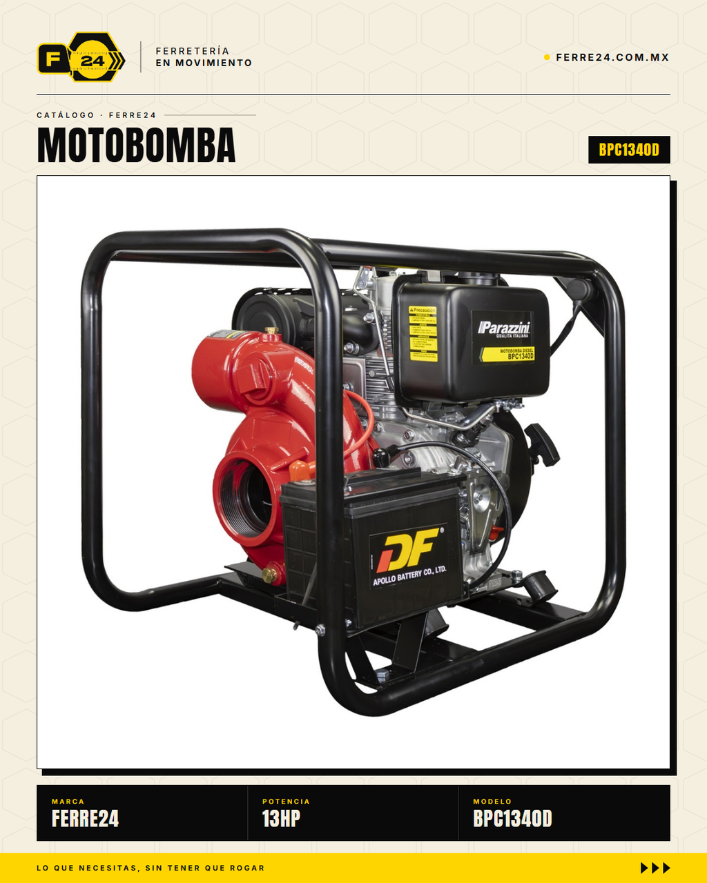 Motobomba Diésel Centrífuga 13 HP — 4", 2,010 L/min · sec_004