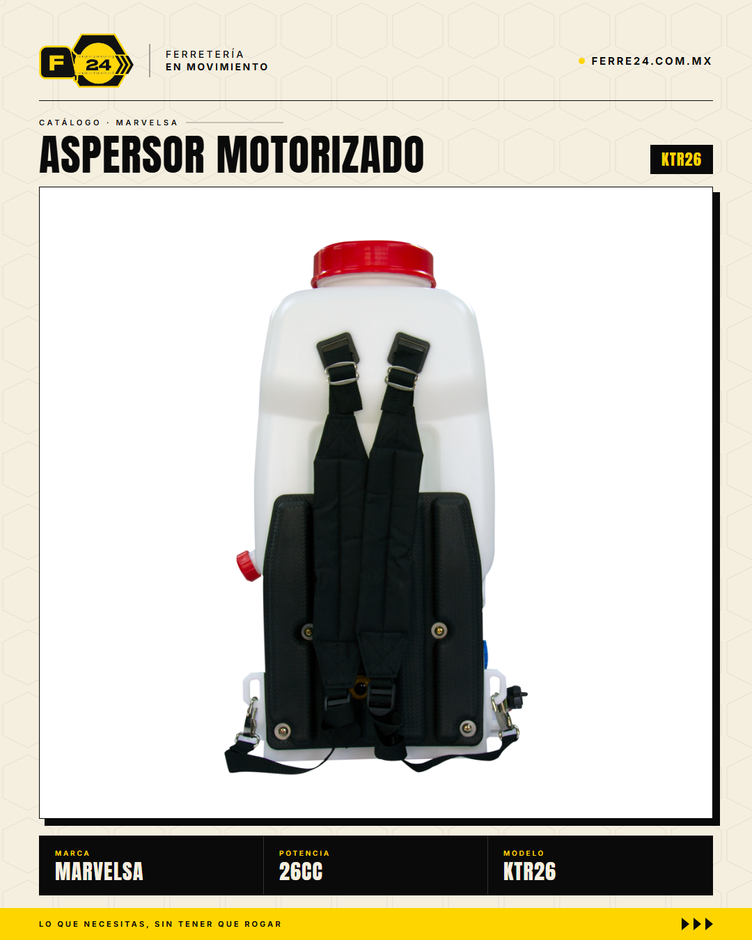 Kawashima KTR26 — Aspersor Motorizado 26 cc con Bomba Rompeolas y Tanque 22 L · sec_004