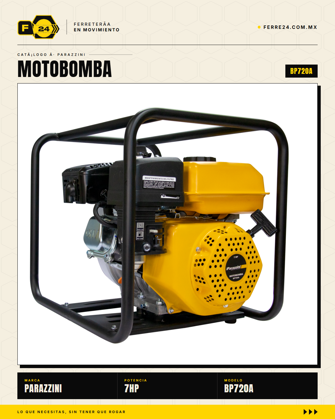 Motobomba Parazzini BP720A — 7 HP 2", 4 Tiempos OHV Gasolina · sec_004