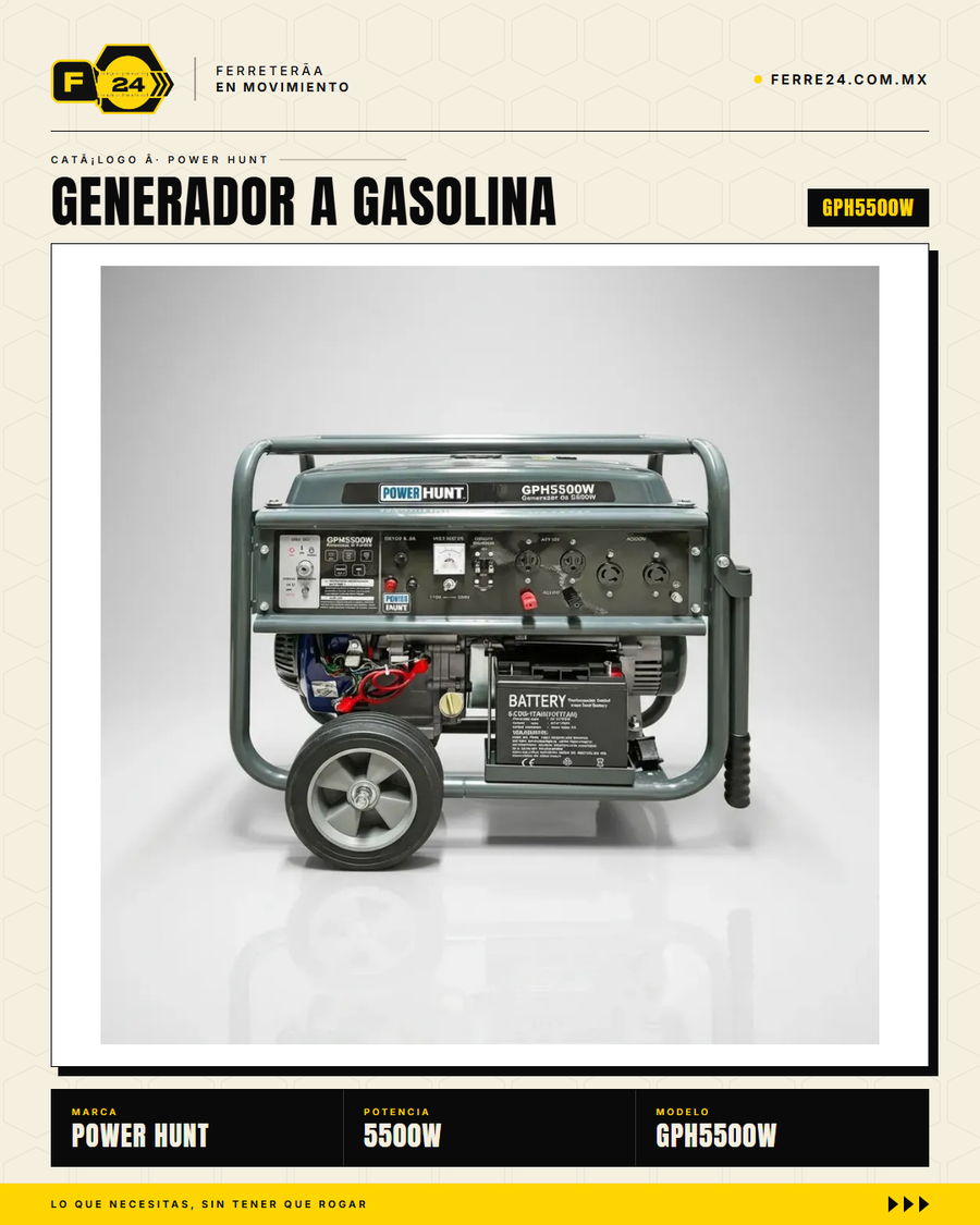 GPH5500W — tanque y arranque manual