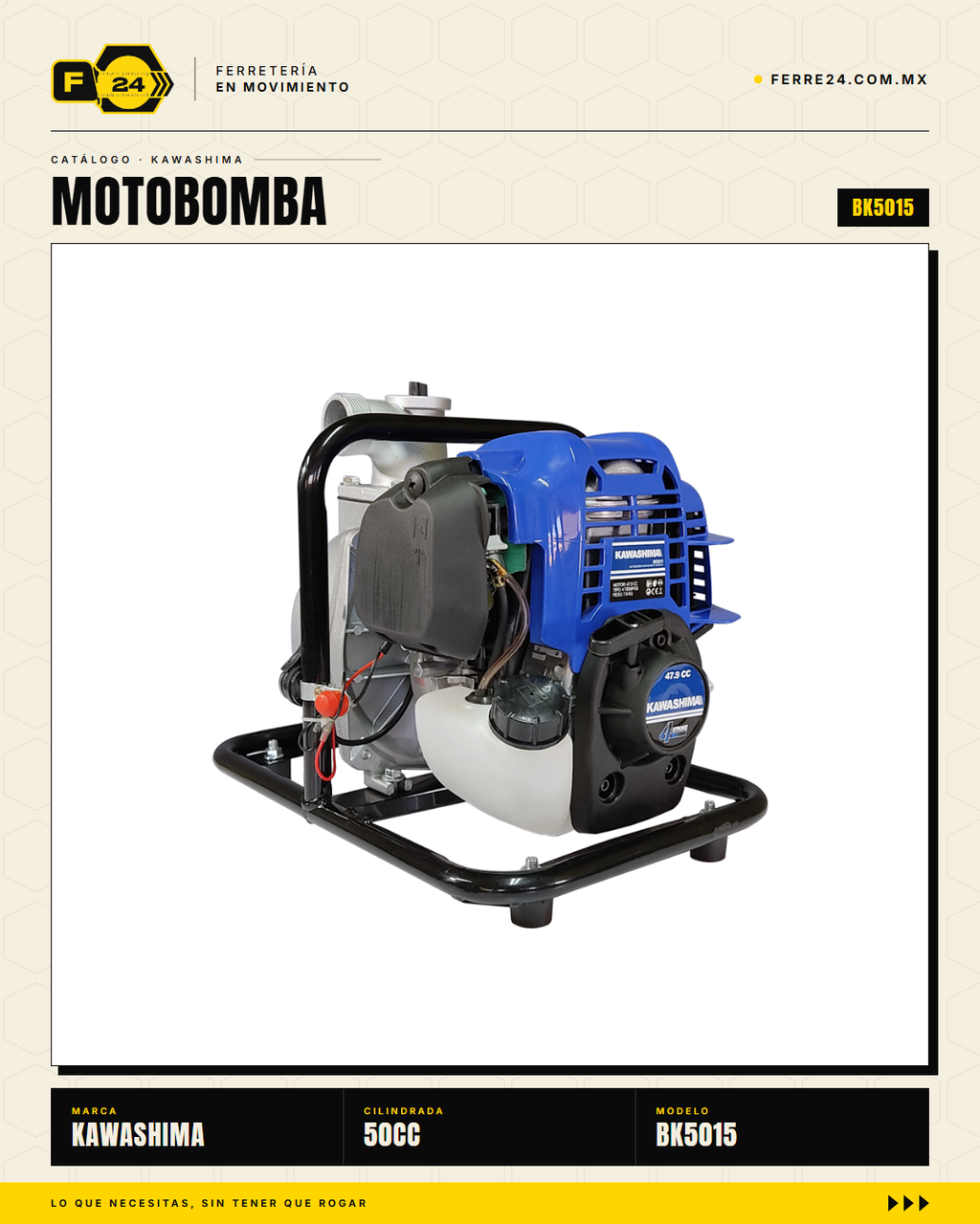 Motobomba Kawashima BK5015 50 cc — 1" y 1.5", 30 m · sec_004