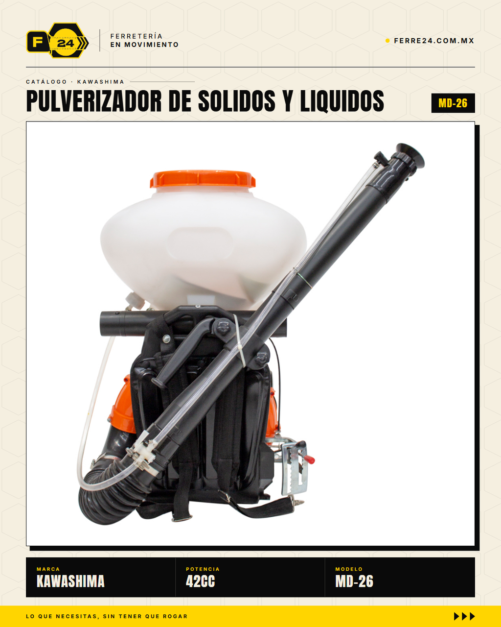 Pulverizador Kawashima 42 cc — Sólidos y Líquidos, Tanque de 26 L · sec_004